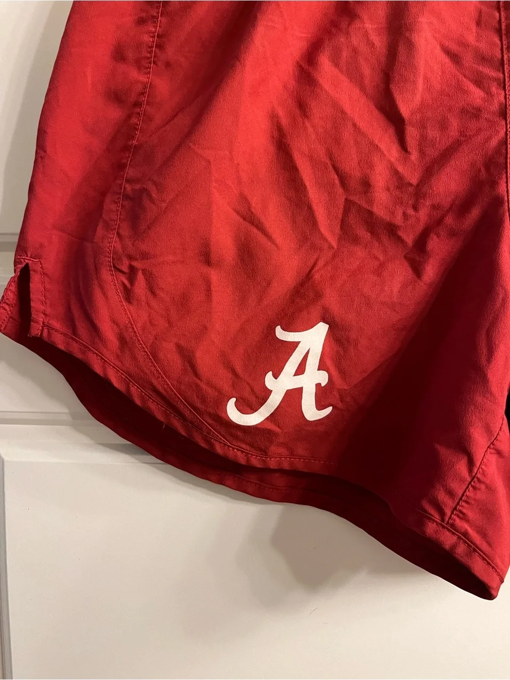 Nike Women's Red Athletic Shorts with White Script A